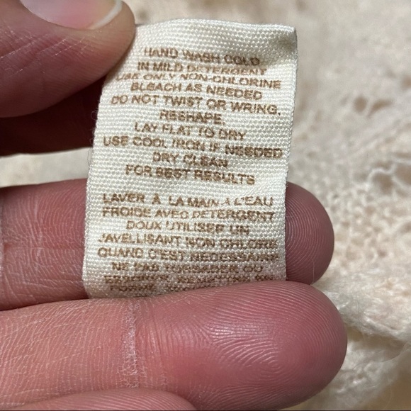 Free People Bell Sleeve Cream Crochet Ruffle Knit Sweater Top XS - Picture 11 of 12